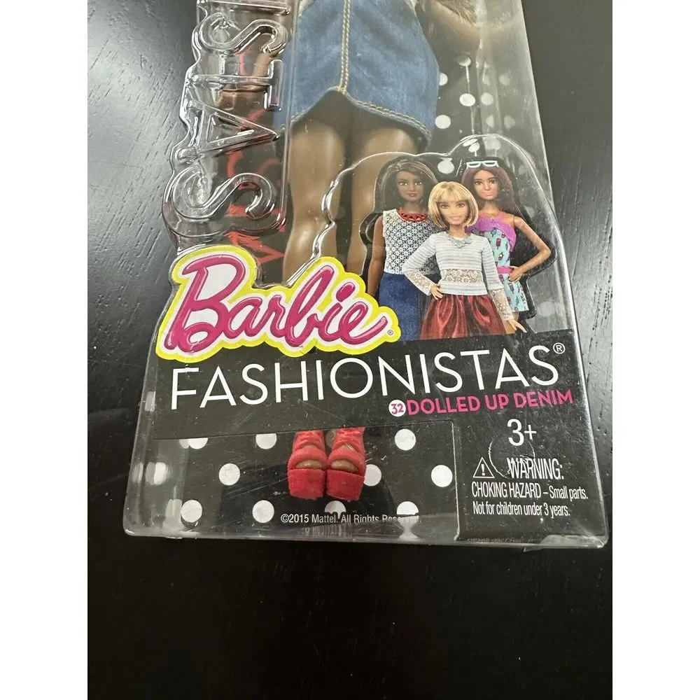 Year 2015 Barbie Fashionistas #53 Black  CURVY DPX68‎ Doll Dolled Up Denim